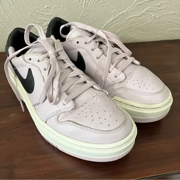 Nike Jordan 1 Elevate Low Shoes Womens 9.5 Purple Black Leather Platform Sneaker - Picture 2 of 7